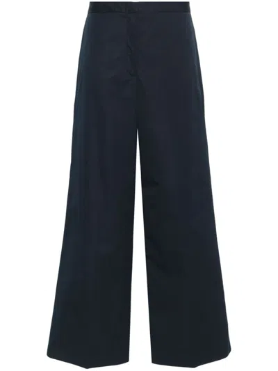 Fabiana Filippi Navy Blue Cotton Wide Leg Trousers For Women