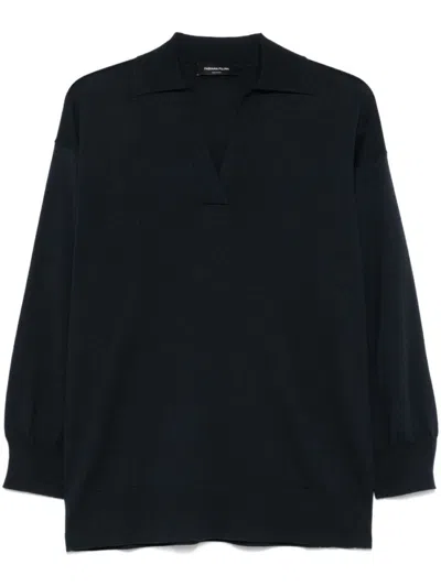 Fabiana Filippi Navy Blue Long Sleeves Polo T-shirt