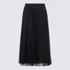Fabiana Filippi Sheer Midi Skirt Pleats Elastic Waistband In Blue