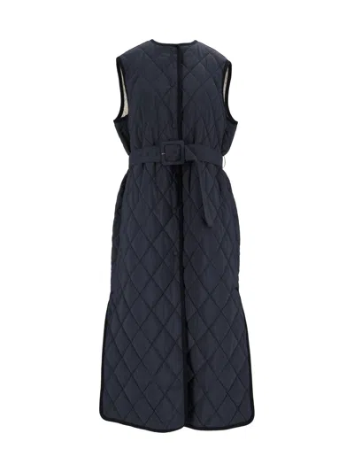 Fabiana Filippi Night Blue Quilted Nylon Belted Vest