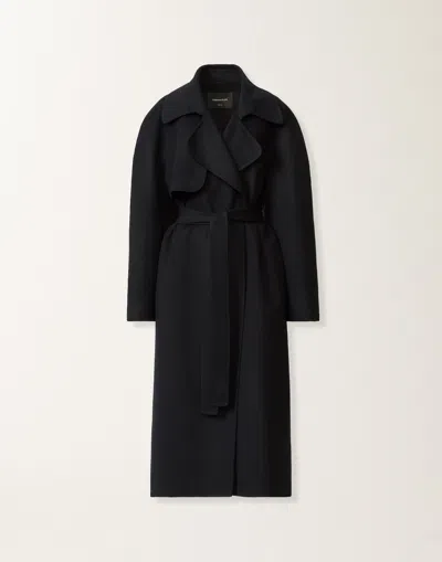 Fabiana Filippi Night Blue Wool Double Trench Coat