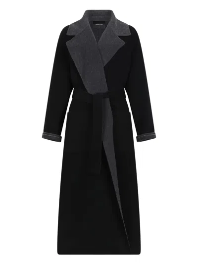 Fabiana Filippi Notched-lapel Belted Coat In Black