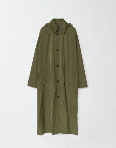 Fabiana Filippi Nylon Hooded Long Parka In Green
