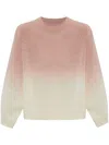 Fabiana Filippi Oversized Crew-neck Sweater With Dip-dye Effect In Pink