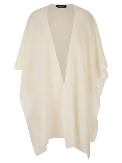 Fabiana Filippi Open Cape In Mohair And Alpaca With Micro Sequins In White