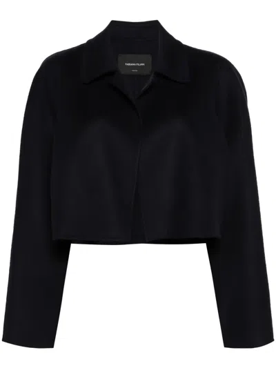Fabiana Filippi Open-front Felted Cropped Jacket In Blue