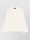 Fabiana Filippi Open-knit Crew Neck Long Sleeve Sweater In White