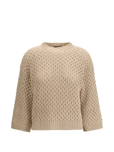 Fabiana Filippi Open-knit Crew-neck Sweater In Neutral