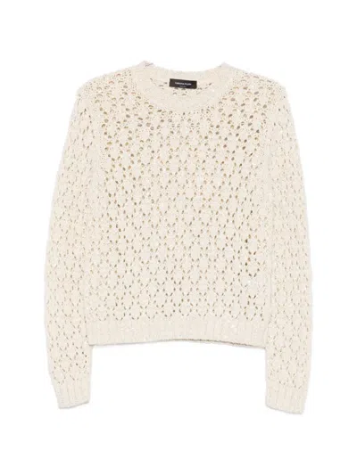 Fabiana Filippi Knit Sweater Crew Neck Long Sleeves In Metallic