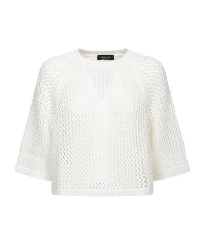 Fabiana Filippi White Cotton Mesh Sweater