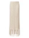 Fabiana Filippi Open-knit Fringed Long Skirt In Neutral