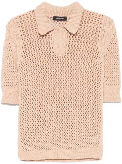 Fabiana Filippi Open-knit Polo Top In Neutrals