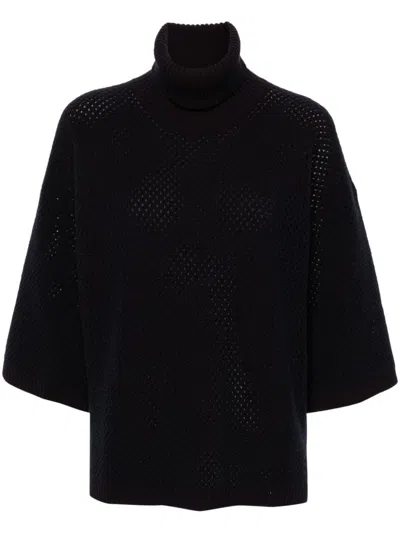 Fabiana Filippi Blue Perforated Sweater In Dark Red