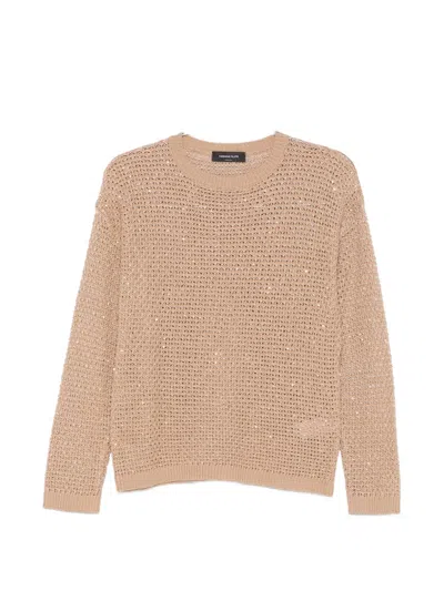 Fabiana Filippi Knitwear Crew Neck Long Sleeve Sweater In Brown
