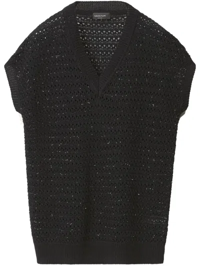 Fabiana Filippi Open-knit T-shirt In Schwarz