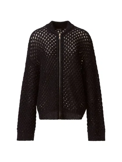 Fabiana Filippi Bomber In Platinum And Micro Sequins In Black