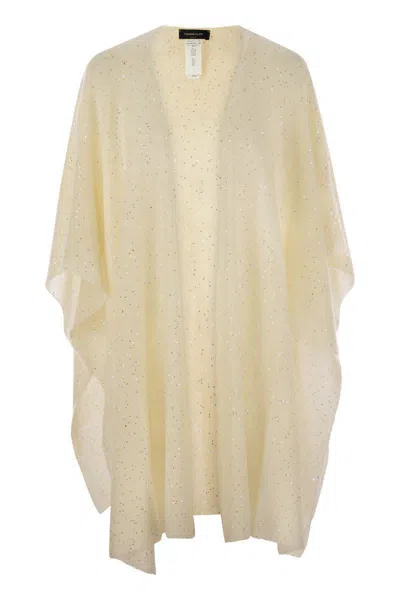 Fabiana Filippi Flowing Mohair Cape With Subtle Shimmering Details In Neutrals
