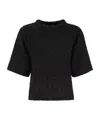 Fabiana Filippi Tweed-effect Crew-neck T-shirt In Black