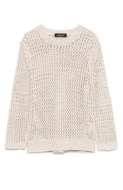 Fabiana Filippi Open Weave Knit Sweater With Relaxed Fit In Weiss