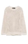 Fabiana Filippi Open Weave Knit Sweater With Relaxed Fit In White