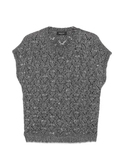 Fabiana Filippi Open-knit Cap-sleeve Sweater In Gray