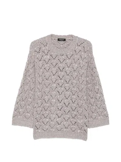 Fabiana Filippi Knit Crew Neck Blazer Style Sweater In Gray