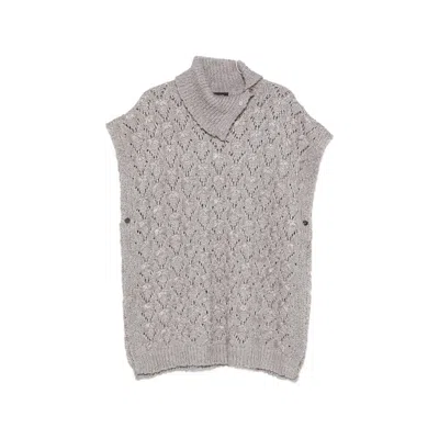 Fabiana Filippi Open-knit Poncho In Gray