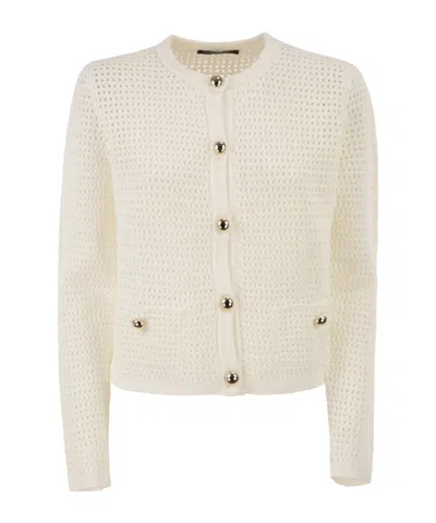 Fabiana Filippi Openwork Jewelled Cardigan In Neutral