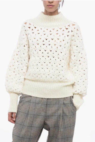 Fabiana Filippi Openwork Sequined Wool Blend Pullover In White