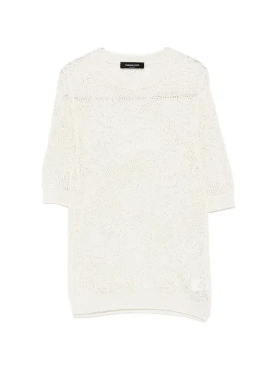Fabiana Filippi Short Sleeve Top Round Neck Crochet In White