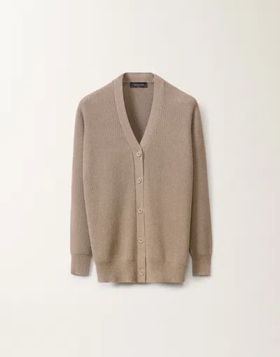 Fabiana Filippi Organic Cotton And Lurex Cardigan In Clay