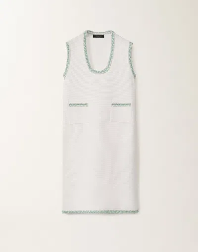 Fabiana Filippi Organic Cotton Knit Dress In White/aquagreen