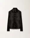 Fabiana Filippi Organza Basi Shirt With Sequin Embroidered Collar In Black