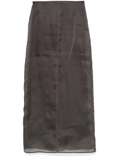 Fabiana Filippi Organza Midi Skirt In Grey