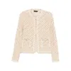 Fabiana Filippi Textured Wool Blend Long Sleeve Jacket In Sand