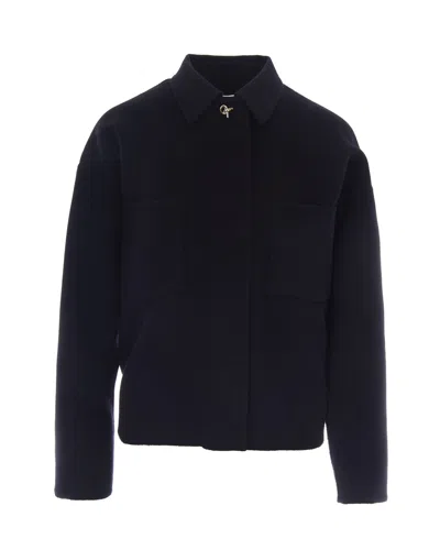 Fabiana Filippi Overshirt Double Di Lana Blu Notte In Blue