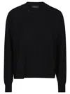 Fabiana Filippi Black Crewneck Sweater With Micro Paillettes In Wool In Black