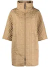 Fabiana Filippi Oversized Quilted Half-sleeve Coat In Brown