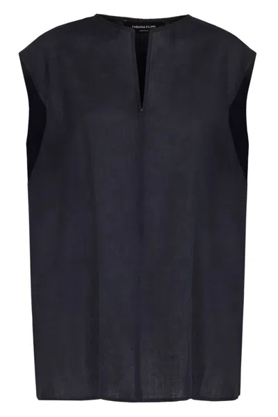 Fabiana Filippi Oversized Sleeveless Top In Blue