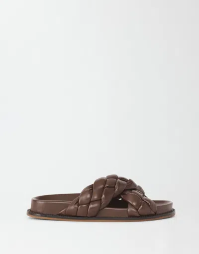 Fabiana Filippi Braided Leather Fussbett Sandal In Coffee