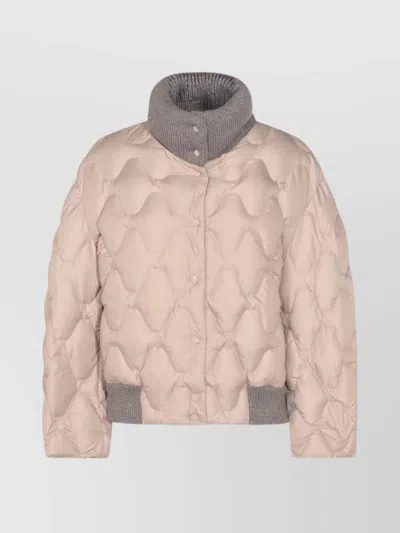 Fabiana Filippi Padded Jackets With Ribbed Cuffs And Collar In Pink