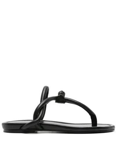 Fabiana Filippi Closed-back Leather Flip-flops With Knotted Straps In Black