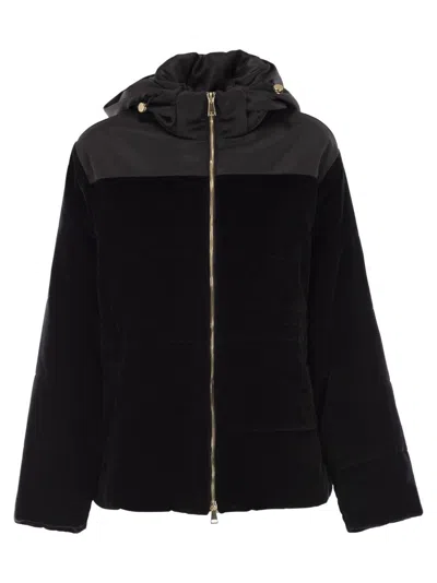 FABIANA FILIPPI PADDED VELVET JACKET WITH HOOD