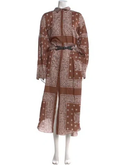 Pre-owned Fabiana Filippi Paisley Print Long Dress In Brown