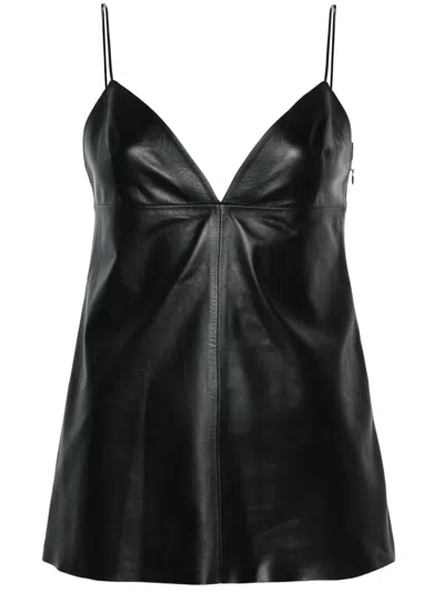 Fabiana Filippi Panelled Leather Tank Top In Black