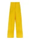 Fabiana Filippi Wide-leg Cotton Blend Trousers With Pin Tucks In Yellow
