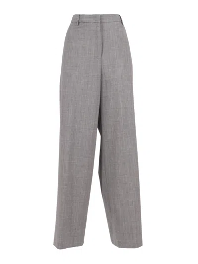 Fabiana Filippi Pantalone Ampi Alla Caviglia In Frescolana Color Roccia Melange In Gray