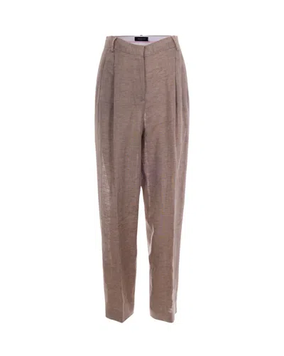 Fabiana Filippi Linen Carrot Fit Pants With Pleated Detailing In Pink