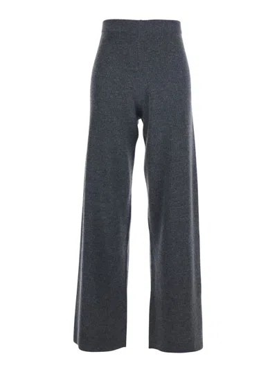 FABIANA FILIPPI GREY PANTS WITH ELASTIC WAIST IN COTTON WOMAN