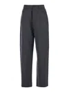 Fabiana Filippi Grey Pants With Belt Loops And Pinstripe Motif In Grigio